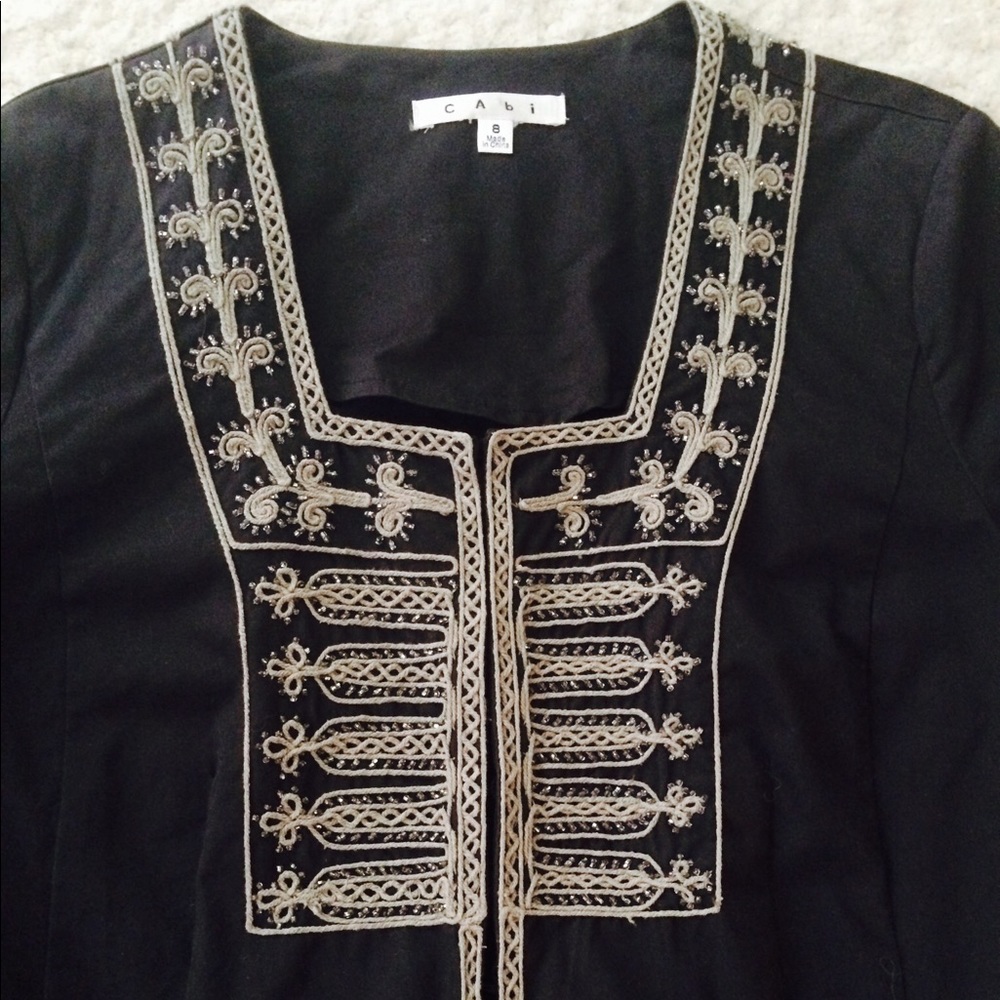 CAbi Beaded Cotton Coat, Size 8